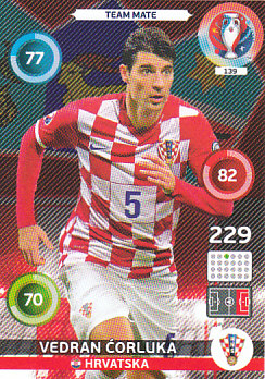 Vedran Corluka Croatia Panini UEFA EURO 2016 #139